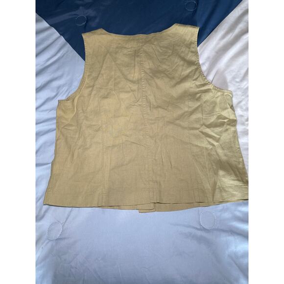 NWT Madewell tan button down linen single breasted tank top womens 10 coastal - Picture 5 of 7